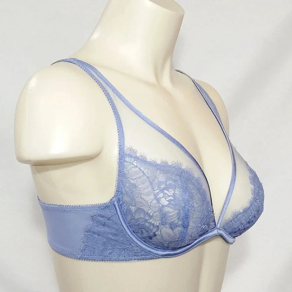 32DD Soma Breathtaking Unlined Plunge Underwire Bra Stone Blue NWT - Picture 2 of 4